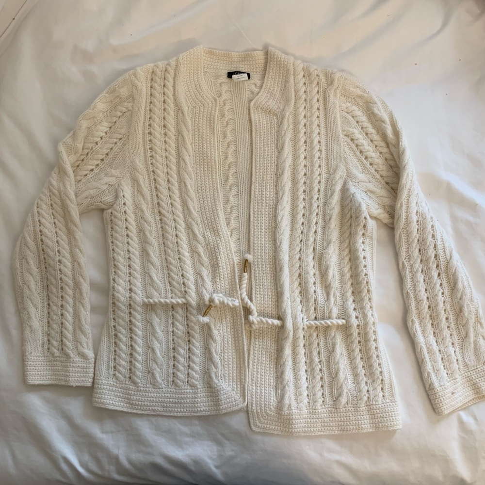 J. Crew handknit cream sweater, size L